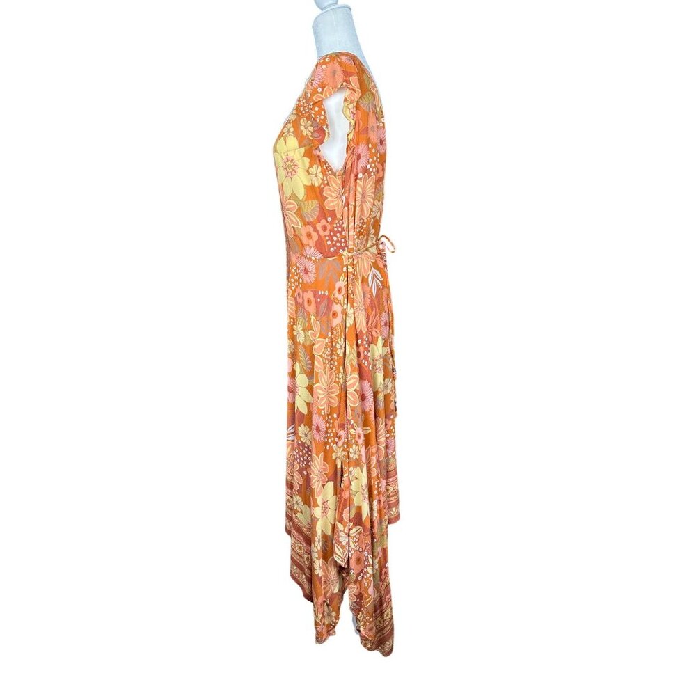 Lola P Dress Medium Floral Asymmetrical Handkerchief Hem Boho Y2K Fairy Tropical - Picture 7 of 15